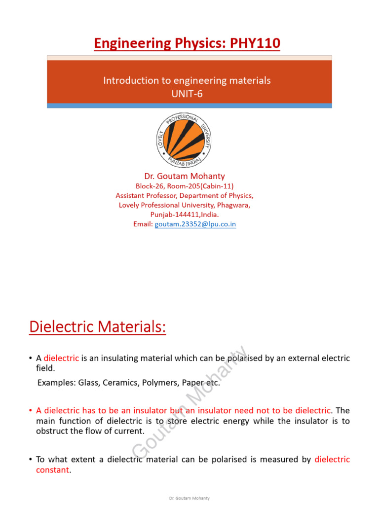 Dielectric Materials and Their Properties | PDF
