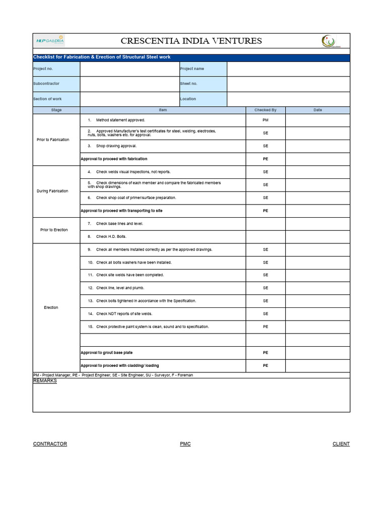 Structural Steel Fabrication Checklist | PDF | Mechanical Engineering ...
