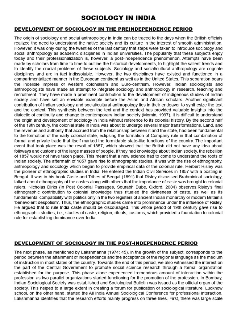 Evolution of Sociology in India | PDF | Sociology | Caste