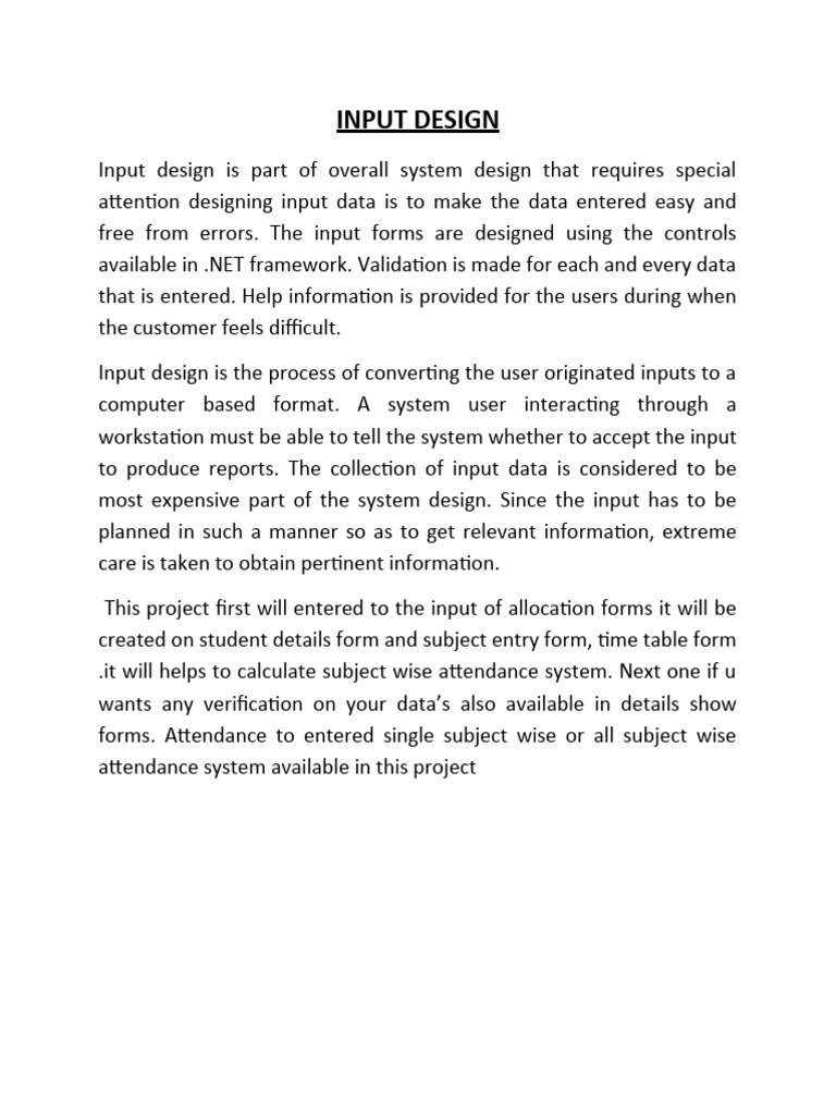 Input Design and Out Put Design | PDF | Information | Input/Output