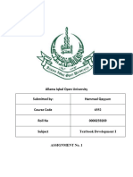 Allama Iqbal Open University Submitted By: Hammad Qayyum Course Code 6552 Roll No 0000259269 Subject Textbook Development I