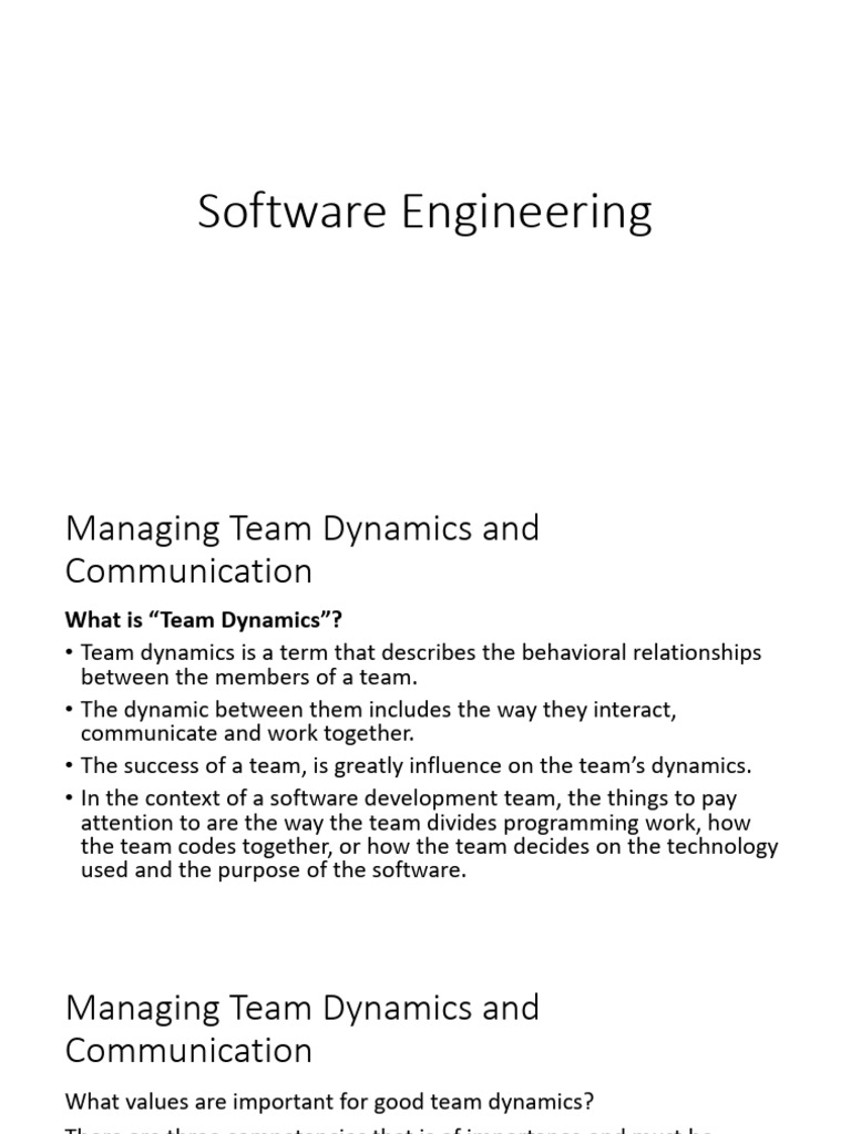 Software Team Dynamics Guide | PDF | Communication | Software