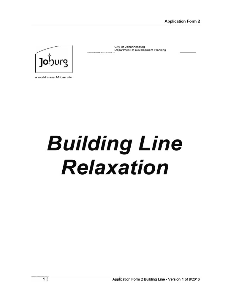 Johannesburg Building Line Relaxation Form | PDF | Common Law | Justice