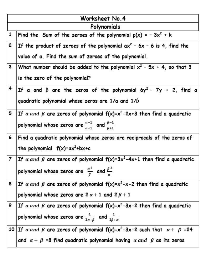 Ws 4 | PDF | Polynomial | Zero Of A Function