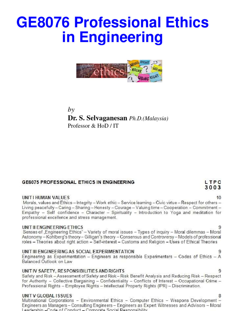 Professional Ethics in Engineering Guide | PDF | Career & Growth | Self ...