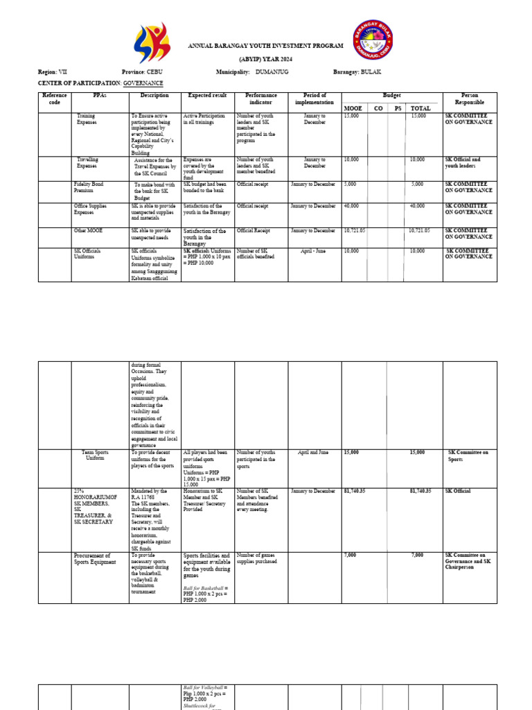 Annual Barangay Youth Investment Program 0.1 PDF