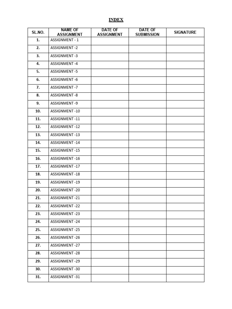 Assignment Index Overview | PDF | Typefaces | Matrix (Mathematics)