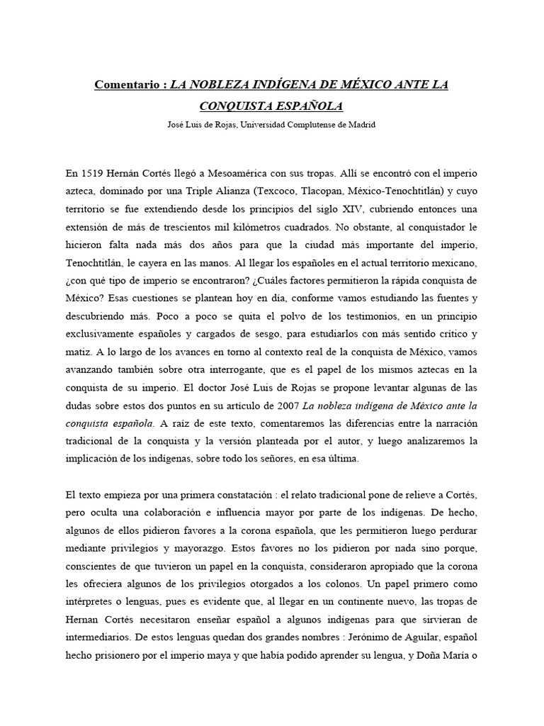 Nobleza indígena y conquista de México | PDF | Hernán Cortés | México