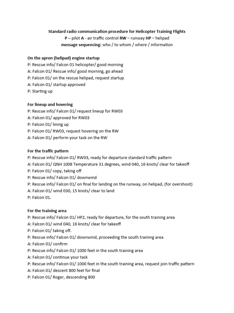 Helicopter Training Flight Communication Guide | PDF | Aerospace ...