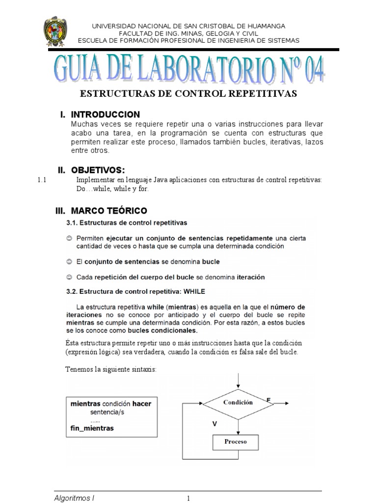 Estructuras de Control Repetitivas en Java | PDF | Algoritmos | Flujo ...