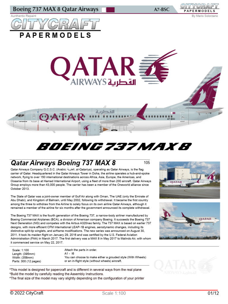 Boeing 737 MAX 8 Qatar Airways 1 - 100 | PDF | Aircraft | Aviation