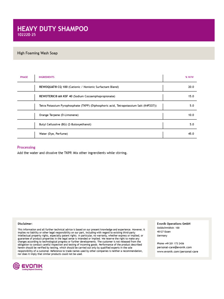 Heavy Duty Shampoo - 102220-25 | PDF | Shampoo | Chemical Substances