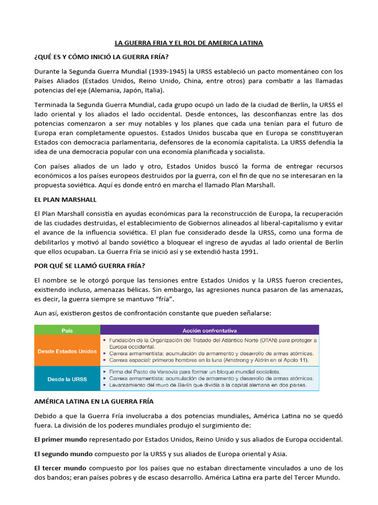 América Latina en la Guerra Fría | PDF | Guerra Fría | Unión Soviética