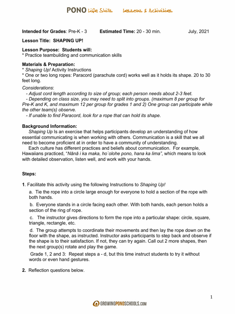 Shape Learning Sheets