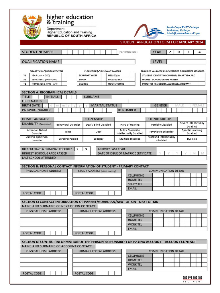 RS-TL-034_Student-Application-Form-for-January-2024 | PDF