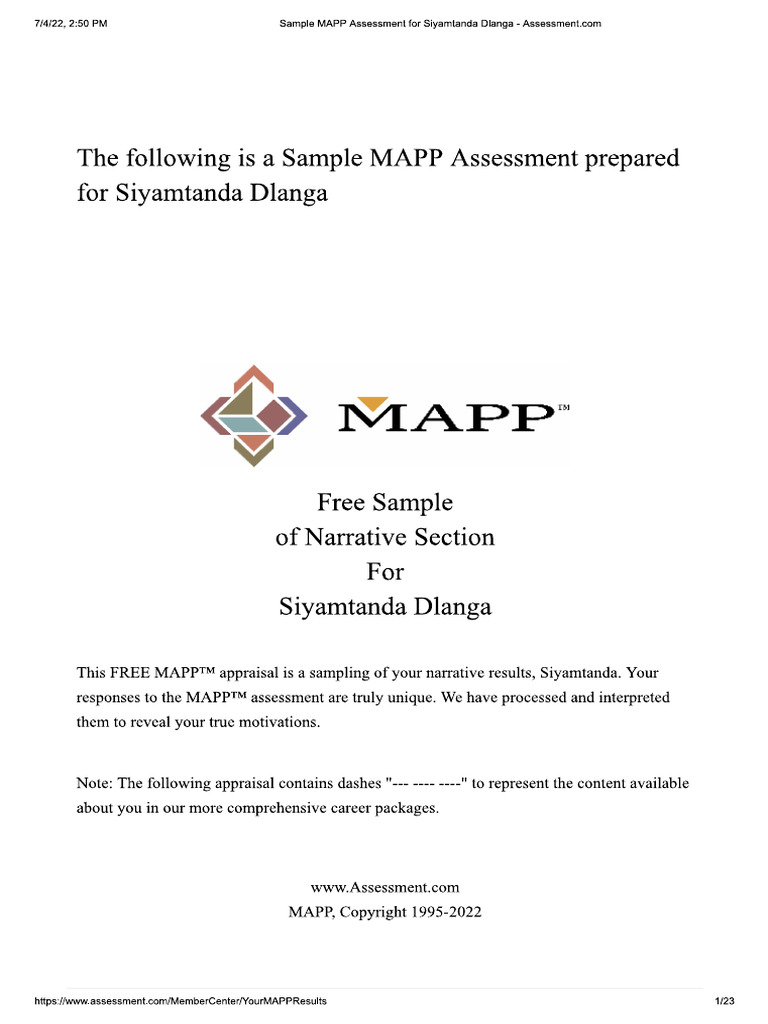MAPP test results Siyamtanda PDF