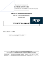 Epreuve E2 Bac Pro SN Juin 2023 Risc Dossier Technique