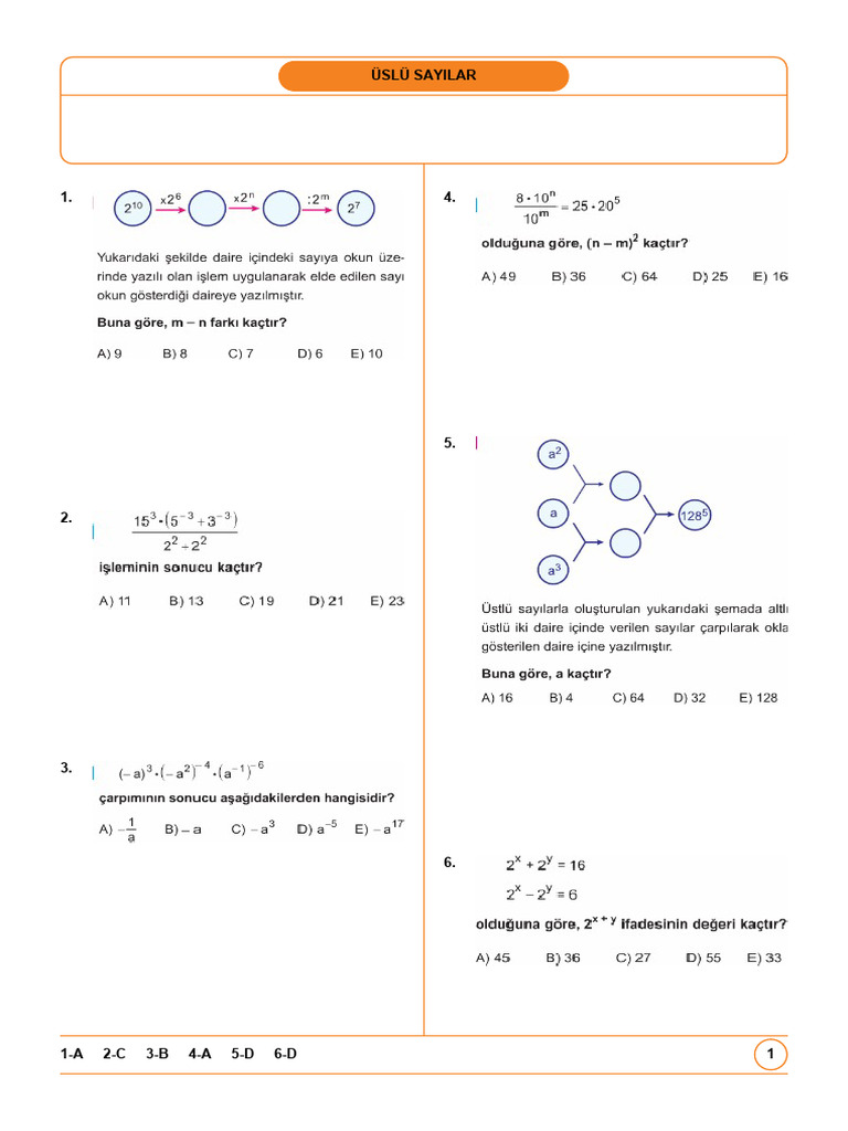 ÜSLÜ SAYILAR | PDF