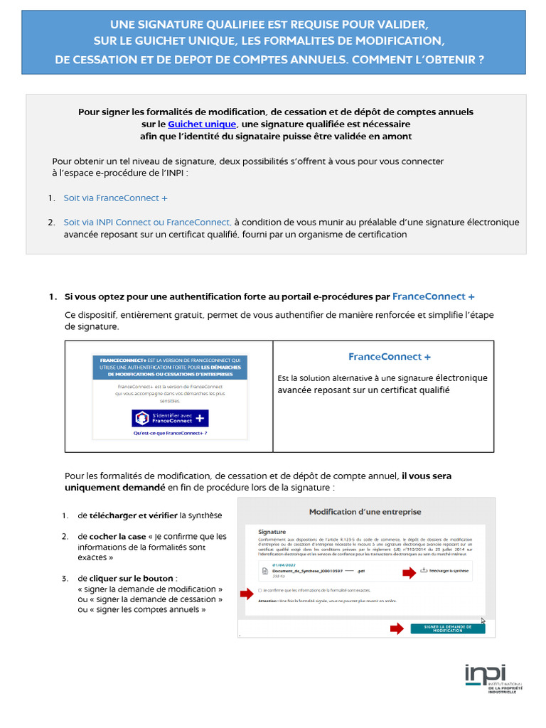 Signature électronique avancée INPI | PDF | Certificat électronique ...