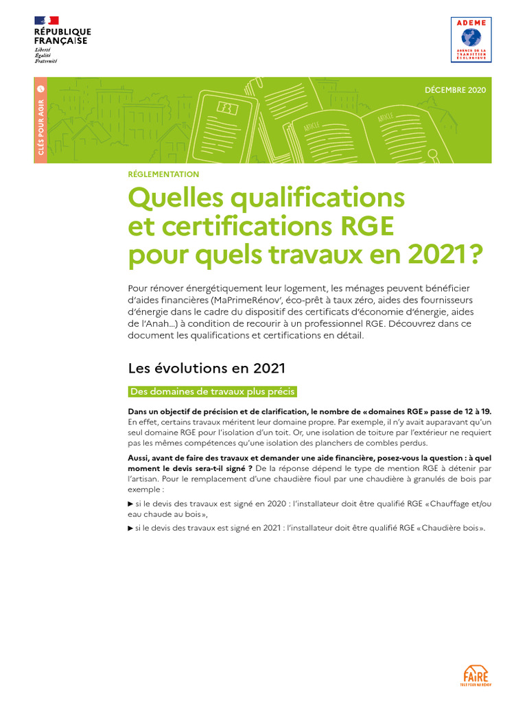 Qualifications RGE pour travaux 2021 | PDF | Isolation thermique du ...