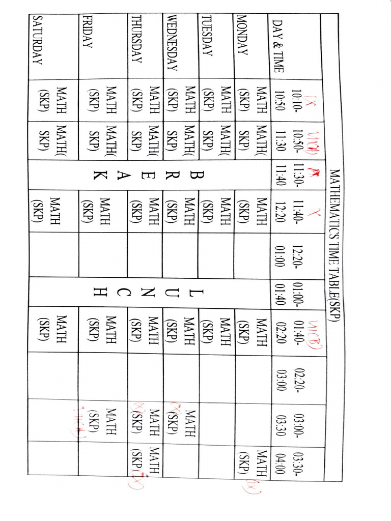 Math Class Schedule | PDF