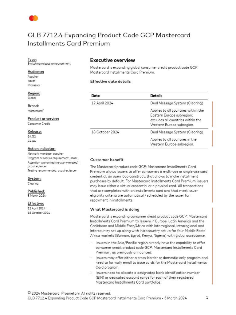 AN7712.4 Expanding Product Code GCP Mastercard Installments Card ...