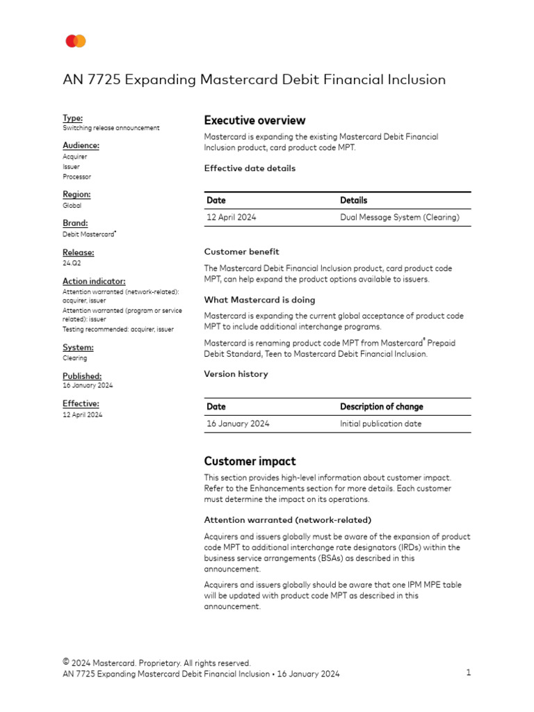 AN7725 - Expanding Mastercard Debit Financial Inclusion | PDF | Debit ...