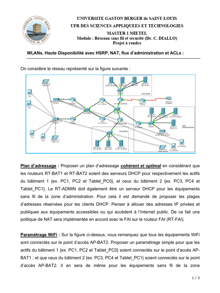 Projet WLANs et Sécurité Réseau MIETEL | PDF | Système de noms de ...