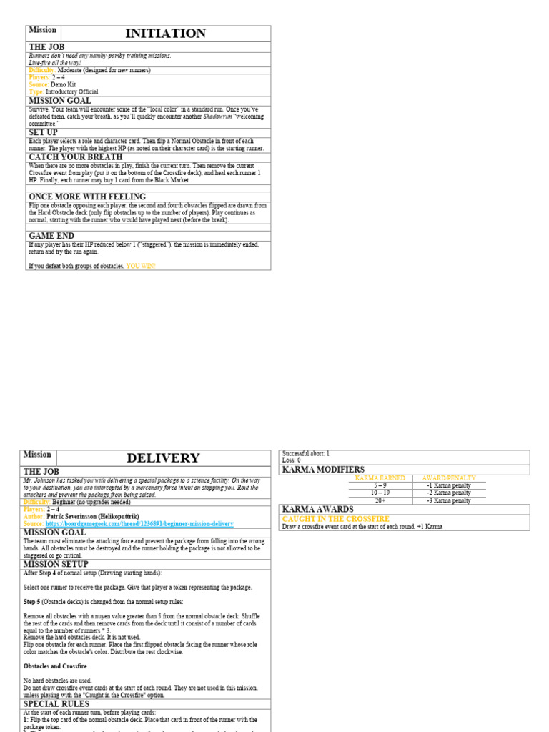 Fan Made Mission Book - Printer Friendly V2 | PDF | Playing Cards