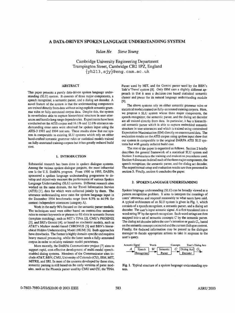 2003 Data Driven Spoken Language | PDF
