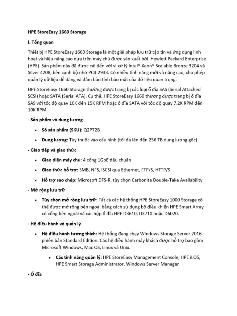HPE StoreEasy 1660 Storage | PDF