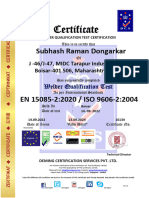 DCS - Welder Certificate - Dongarkar Subhash Raman - High Volt Electrical Pvt. Ltd. - Boisar