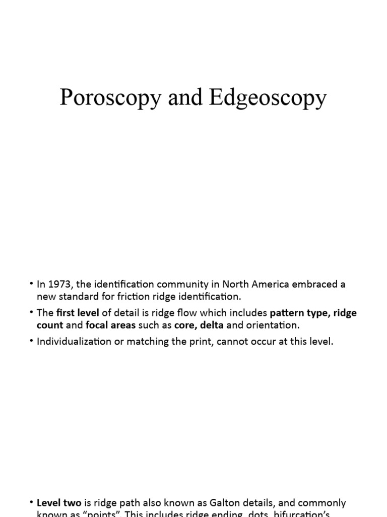 Poroscopy and Edgeoscopy in Forensics | PDF | Fingerprint