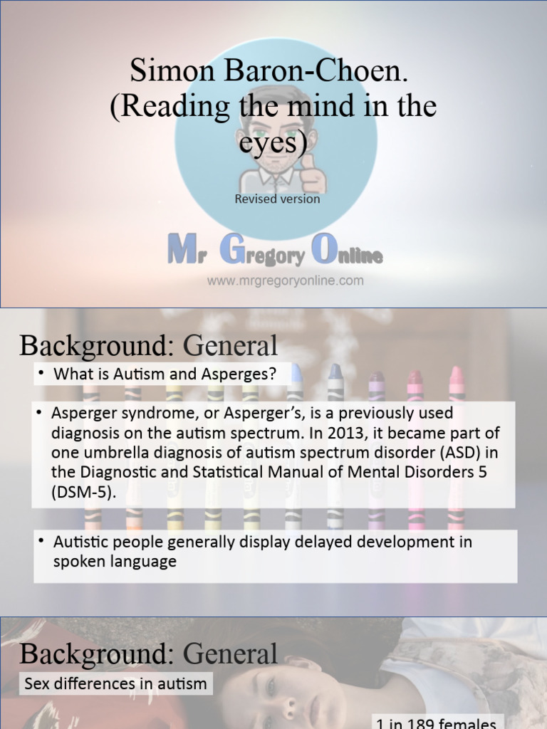Baron Choen Eyes Test | PDF | Autism Spectrum | Asperger Syndrome