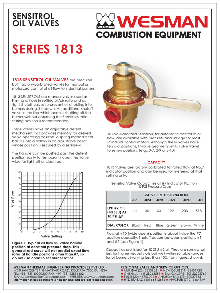 Sensitrol Oil Valve Specifications | PDF | Valve | Chemical Engineering