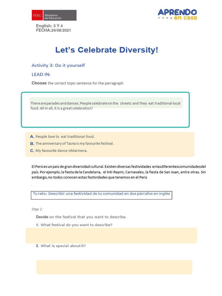 Celebrate Cultural Diversity in Peru | PDF | Foreign Language Studies