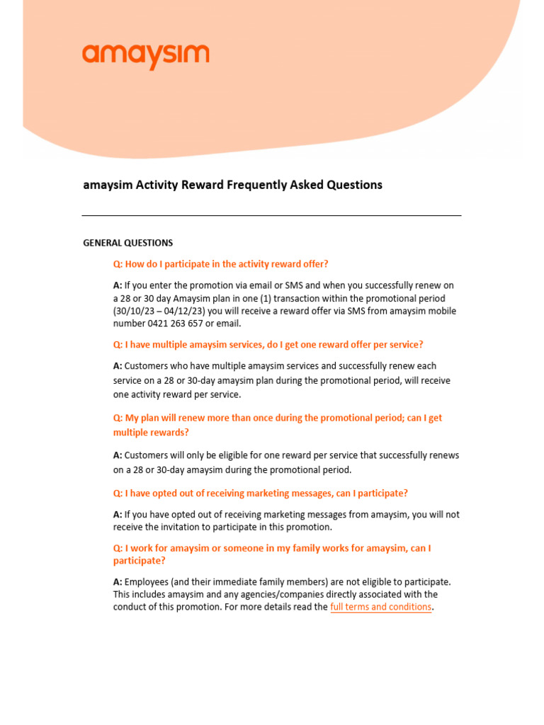 Amaysim Activity Reward | PDF | Cyberspace