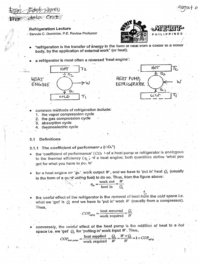Refrigeration Mechanical Engineering Reviewer Pdf