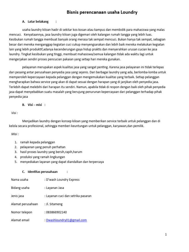 Profil Usaha D'wash Laundry Express | PDF | Bisnis