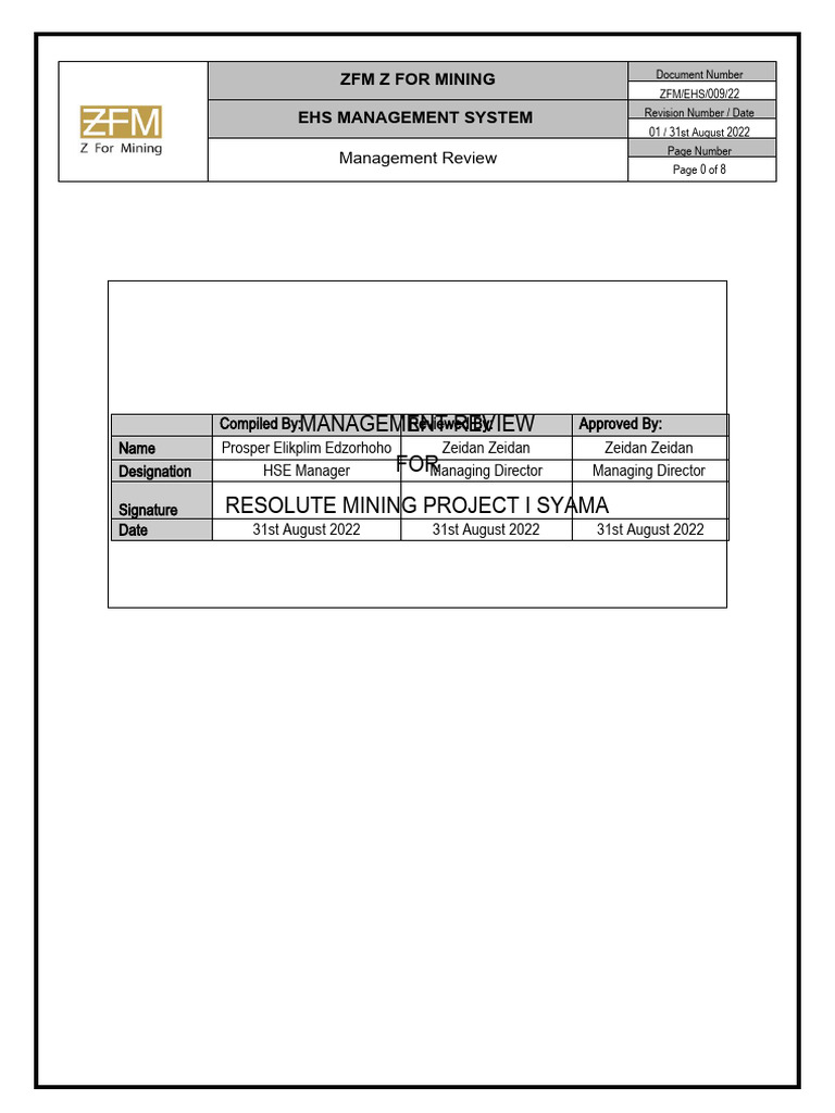 ZFM Management Review | PDF | Audit | Policy
