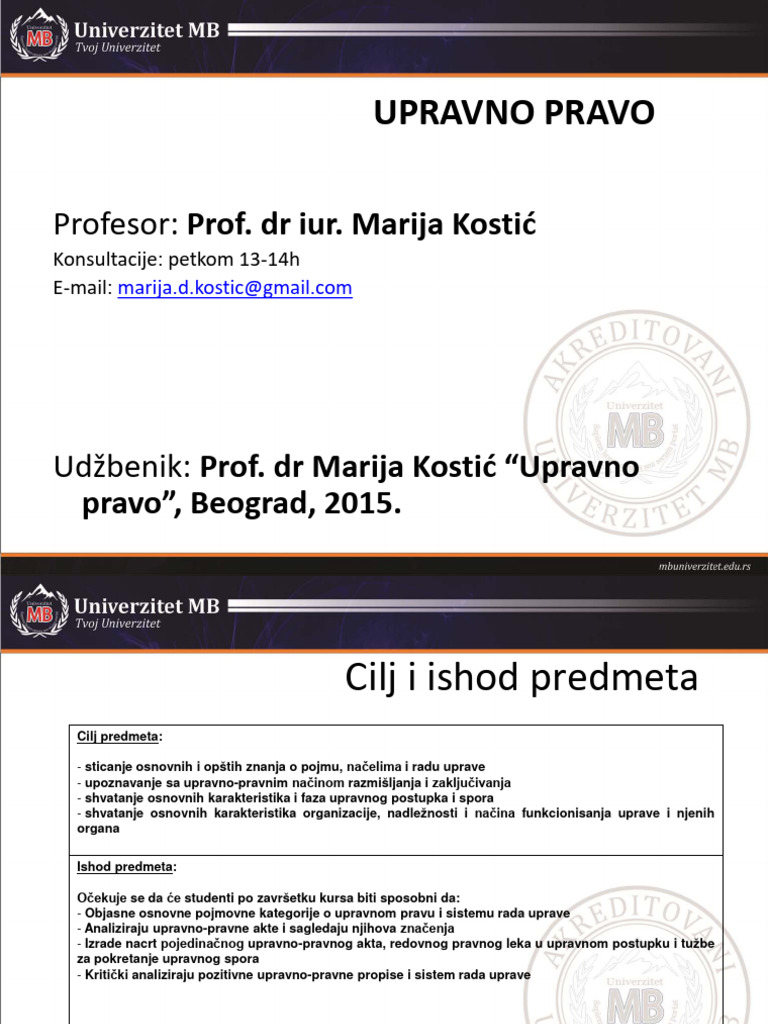 Cas I SILABUS Upravno Pravo | PDF