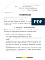 Communique Concours Recrutement Direct Douanes Benin 2022 .PDF