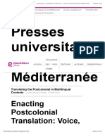 Presses Universitaires de La Méditerranée: Enacting Postcolonial Translation: Voice