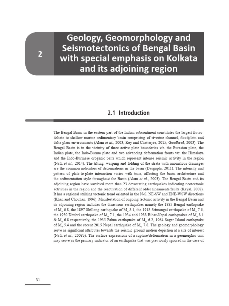 Geology Of Bengal Basin Indian Author Pdf Earthquakes Fault