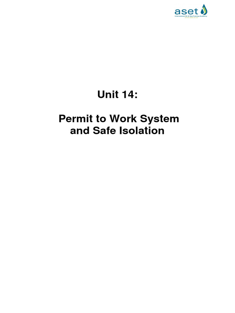 Unit 14 - Permit To Work System (2013) | PDF | Occupational Safety And ...