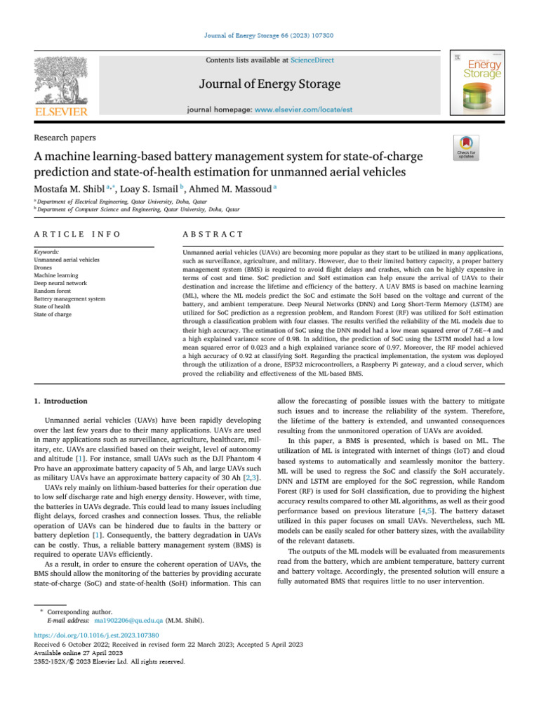 A Machine Learning Based Battery Management System For State of | PDF
