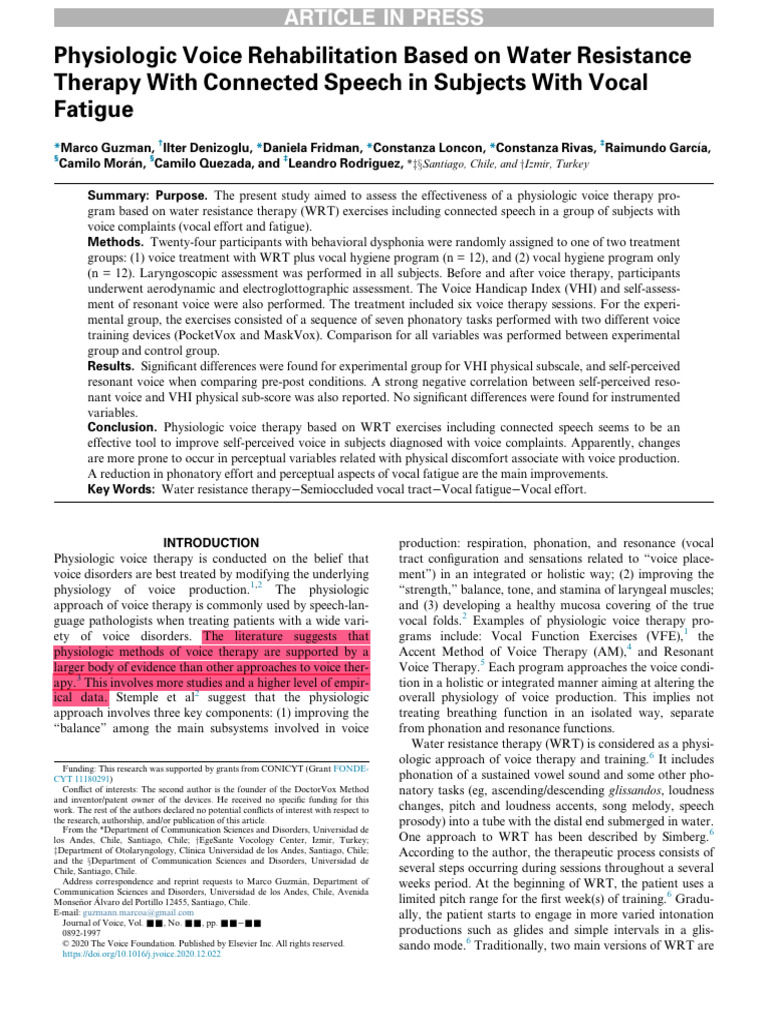 Physiologic Voice Rehabilitation Based | PDF | Human Voice | Human Throat