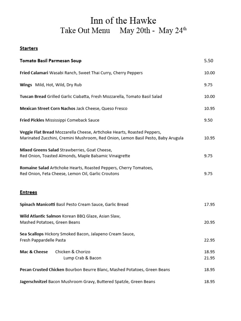 Inn In Out Menu