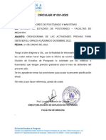 Circular N 001 Cronograma de Las Actividades Previas para Obtener El Grado Academico Diciembre 2022