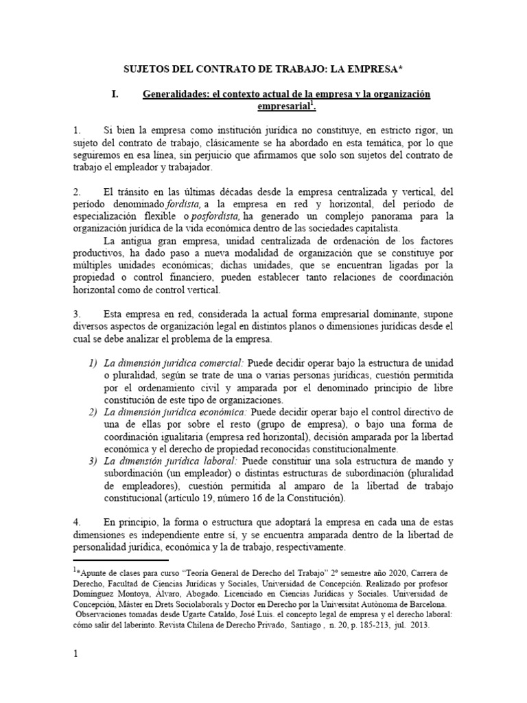 4 apunte concepto de empresa pdf derecho laboral business
